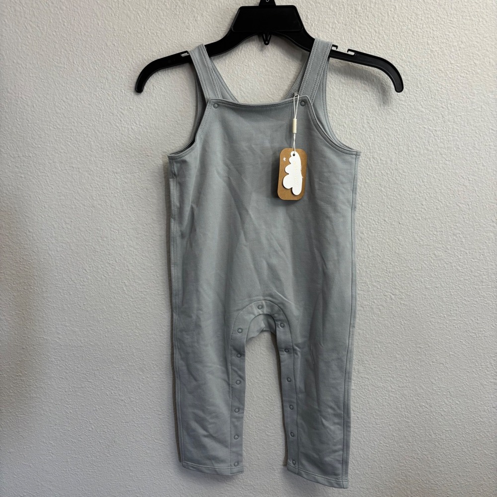 Angel Dear Kids 18-24M Gray Overalls New Organic Cotton Snap Romper